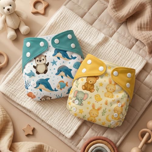 Blushbaby Cloth Diapers for Babies – 2 Reusable Diaper Pants with 2 Free Inserts for 3…