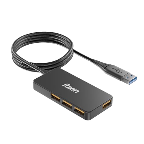 Foxin 4-in-1 USB Hub Ultra Slim | 4 x USB Ports with 1.5 Meter Cable | 480 Mbps Transfe…