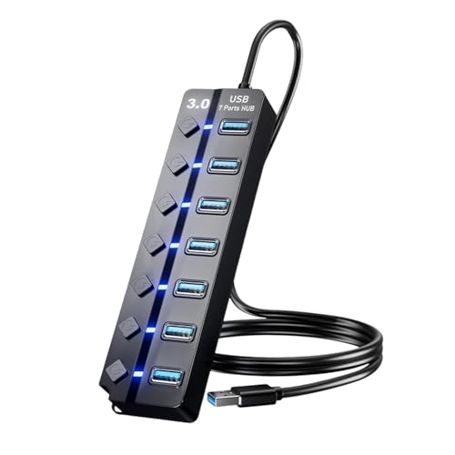 Flavizo USB 3.0 Hub 7 Port Powered Extender with Individual Switches & LED Indicators |…