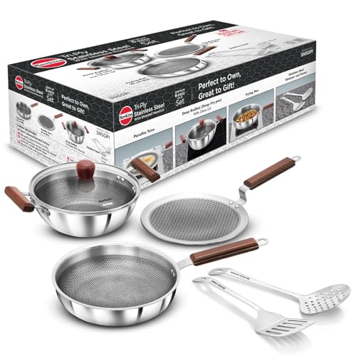 Hawkins 6-Piece Triply with Shielded Nonstick Gift Set | Induction & Gas Compatible | M…