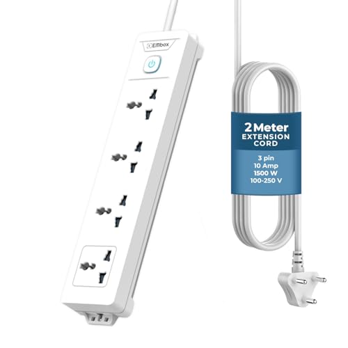 EMBOX 1500W Extension Board with Switches | 4 Universal Sockets Master Switch | Spike G…