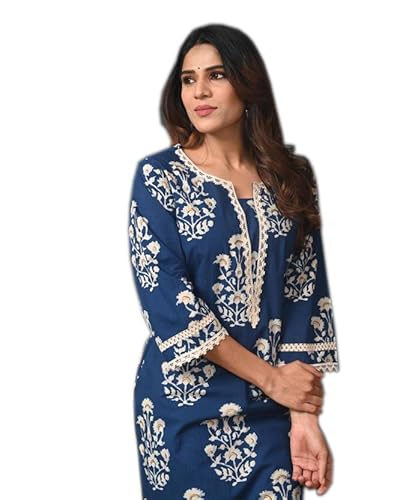 FIRSTRAIN Women Cotton Straight Printed Kurti | Soft Breathable Kurta for Office & Casu…