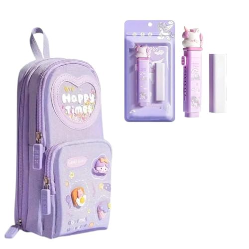 Baethan- Premium Unicorn 3-Layer Big Capacity Pencil Case for Girls + Free Unicorn Push…