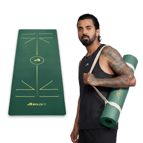 Boldfit Yoga Mat for Women & Men TPE Alignment 6mm thickness Non Slip Classic Pro Exerc…