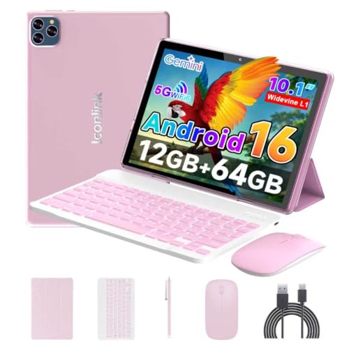Android 15 Tablet 10 Inch, 12(3+9)GB RAM+64GB ROM, 2 in 1 Tablets with Keyboard Case Mo…