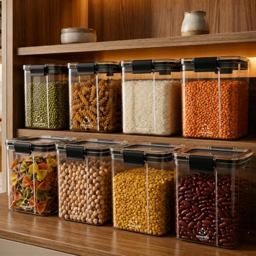 HomeWiz Airtight Kitchen Storage Box 700ml x8 | Containers For Kitchen Storage Set | Fo…