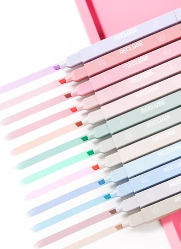 RECLUSE 12 PCS Highlighter Pastel Pen Marker Pastel Assorted Colours, Aesthetic Marker…