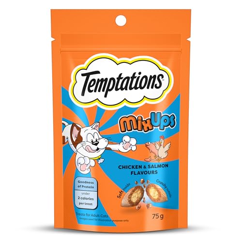 Temptations MixUps Cat Treats, Chicken & Salmon Flavours, 75g – Two Irresistible Flavou…
