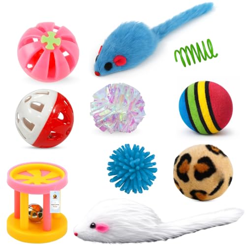 Foodie Puppies 10 Pcs Interactive Cat Toy Combo Set | Assorted Balls, Mouse, Spring & B…