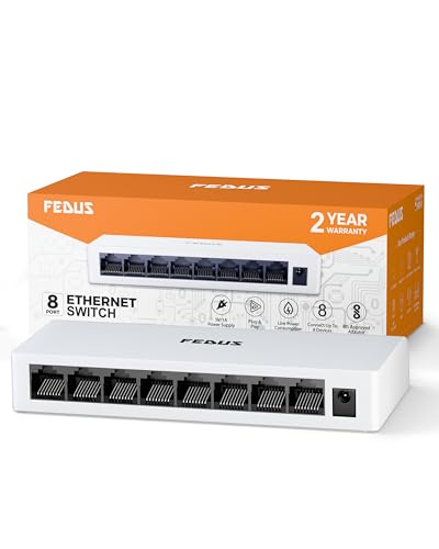 FEDUS NEXTPORT-800, 8 Port Ethernet Switch, 10/100 Mbps Fast Desktop Network Hub & Inte…