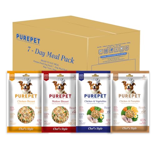 Purepet Fresh Wet Dog Food Day Meal Pack of 7 Biryanis – Mutton, Chicken, Vegetable & P…