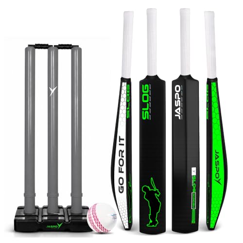 Jaspo Slog Plastic Cricket Kit | (34” X 4.5”) Inch Bat Specially Designed for Tennis Ba…