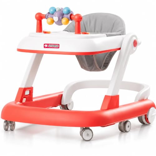 Storio Baby Walker for 6–18 Months 360° Rotatable | 3-Level Adjustable Height Walker wi…