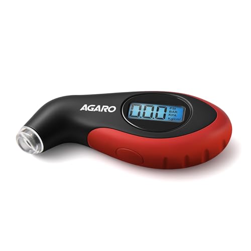 AGARO Digital Tyre Pressure Gauge, 0–150 PSI, 4 Units, Backlit LCD, Non-Slip Grip & LED…