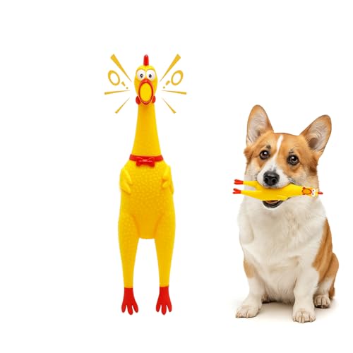 Petbabas Squeaky Rubber Chicken Dog Toy | Durable Funny Interactive Chew Toy | Loud Squ…