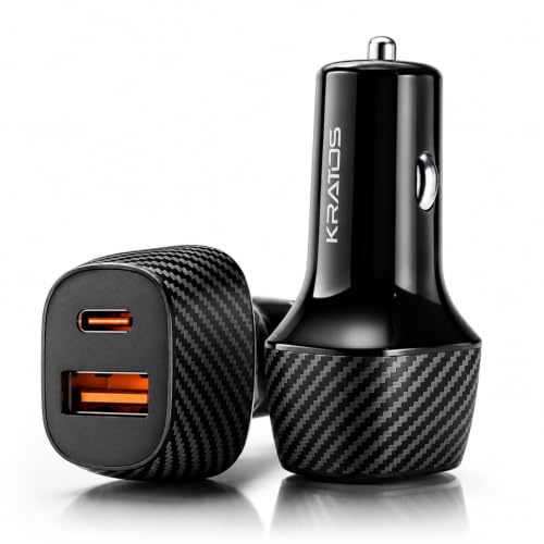 Kratos 80W Fast Car Charger with Dual Output, 80 Watts Total (28W USB + 25W Type C PD),…