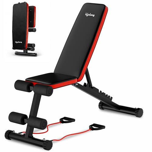 Lifelong Adjustable Gym Bench | Foldable Incline Decline Flat Fitness Bench Press | 300…