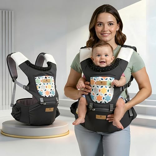 StarAndDaisy 4 in 1 Baby Carrier for 0 to 3 Year Baby with Soft Cushion Hip Seat, Kanga…