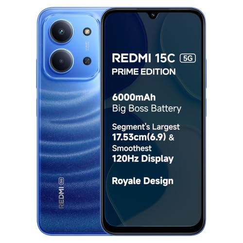 Redmi 15C 5G Prime Edition (Moonlight Blue, 6GB + 128GB) | Massive 6000mAh Battery | Se…