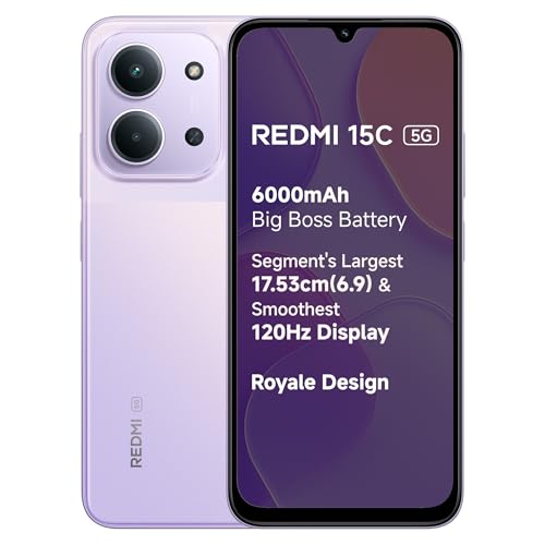 Redmi 15C 5G Prime Edition Dusk Purple 6GB + 128GB | Massive 6000mAh Battery | Segment'…