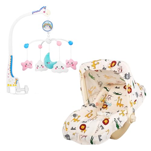 BabyGo 5-in-1 Carry Cot with Rocking Chair, Safety Belt & Canopy + Rotating Stars Music…
