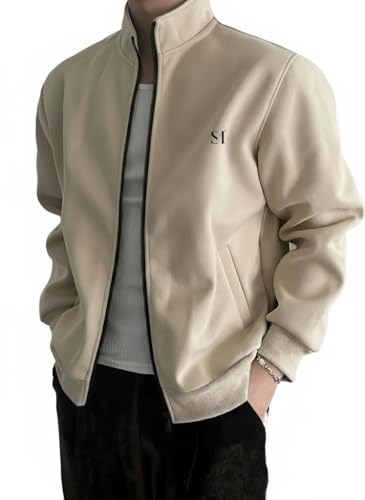 SMOWKLY Casual Jacket for Men | Regular Fit Stand Up Collar Zip Closure Casual Sweatshi…