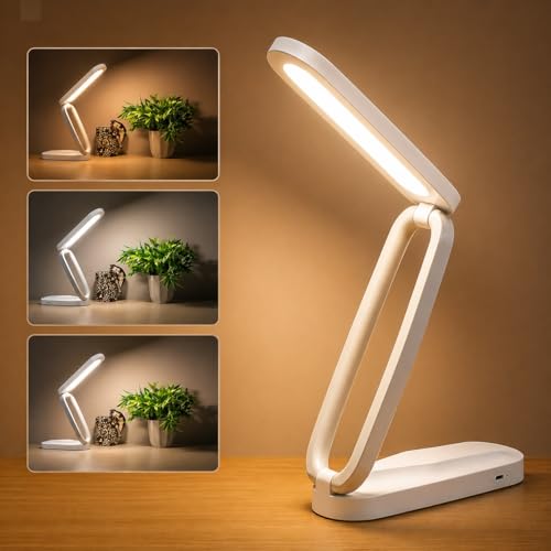 SaleOn LED Rechargeable Foldable Desk Lamp | 1200mAh Battery | 5 Brightness + 3 Colour…