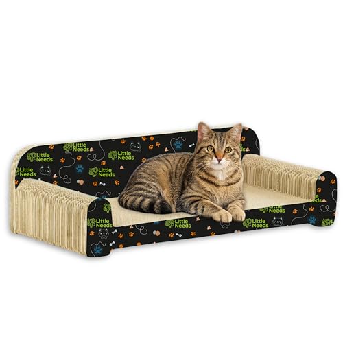 Little Needs Cat Scratcher with Catnip (Sofa Scratcher) | 20 inch Durable Corrugated Ca…