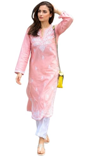 StyleScope Rayon Floral Embroidered Long Kurti | Long Chikankari Kurti for Girls | Wome…