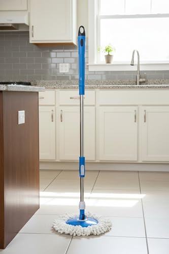 RAYMOX Classic Spin Mop Spares Set Handle with Microfibers Refill Standing Magic Pocha…