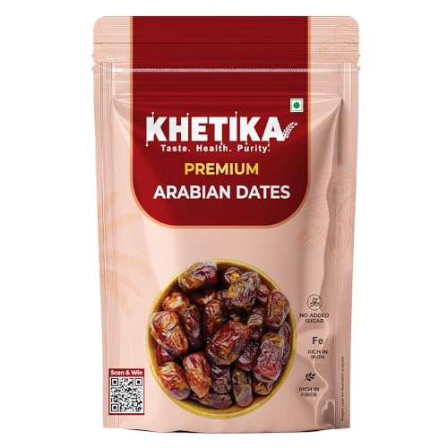 Khetika Premium Arabian Dates 500g | Khajur, Khajoor | Dry Fruits | Fresh Dates | Healt…