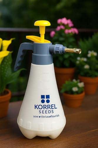 KORREL SEEDS 1 Litre Heavy-Duty Garden Pressure Sprayer, White and Red Compression Pump…