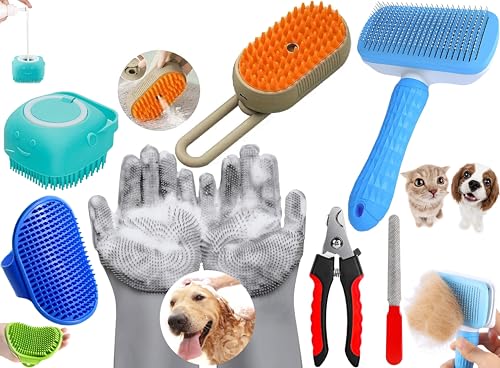 Style Keepers 6-in-1 Pet Grooming Combo for Dogs & Cats | Bathing Brush, Silicone Shamp…