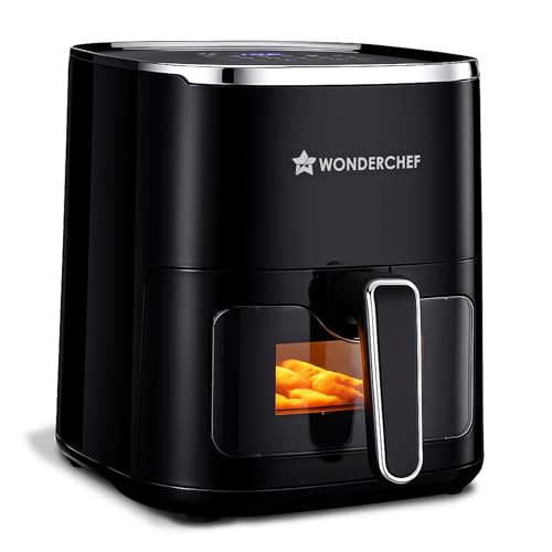 Wonderchef Evita Digital Air Fryer, 1350W, 5 L, Rapid Hot Air Technology, 8 Pre-set Men…