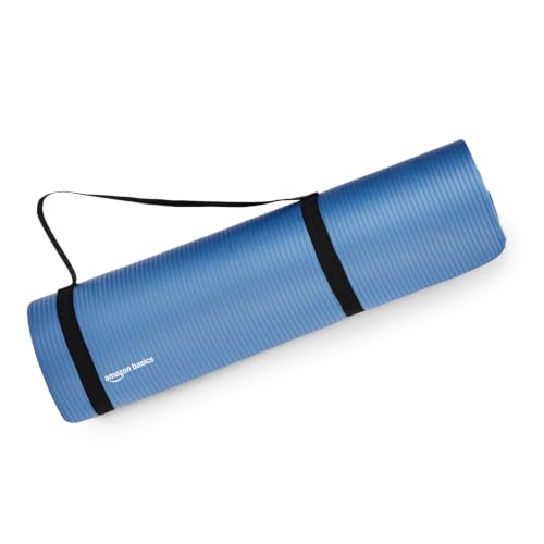 Amazon Basics NBR Yoga & Exercise Mat with Carrying Strap | 8 mm Thick Cushioned Suppor…