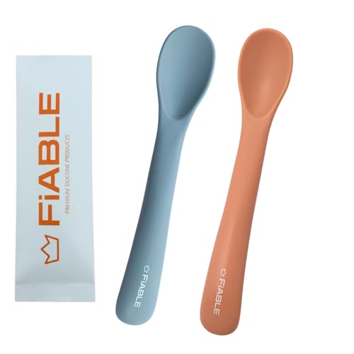 FiABLE Premium 100% Pure Silicone Baby Spoons - Set of 2 Food Grade, BPA Free | for 6mo…