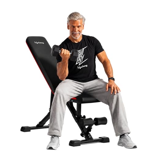 Lifelong Strong Adjustable Foldable Gym Bench 3-in-1 Incline, Decline & Flat Weight Ben…