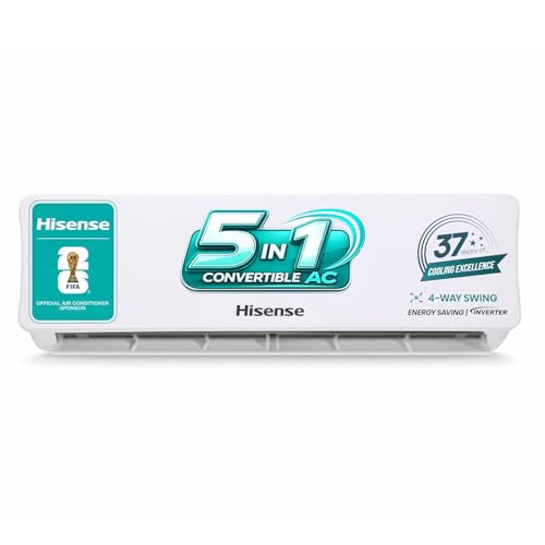 Hisense 1.5 Ton 5 star Inverter Split AC(Copper, 5-in-1 Convertible with Intelligent 4…