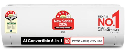 LG 1 Ton 4 Star, DUAL Inverter Split AC (100% Copper Condenser, AI Convertible 6-in-1,…