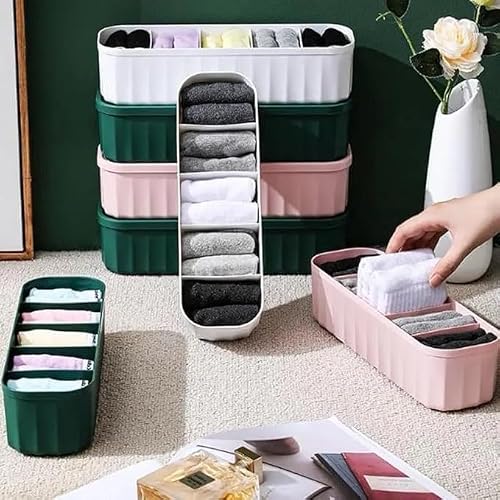 Drawer Organizer Set of 4 – Plastic Innerwear & Undergarment Storage Boxes for Socks, B…