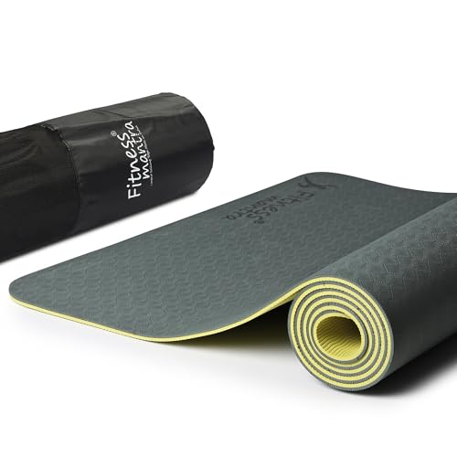 Fitness Mantra® TPE Dual Color Anti-Slip Yoga Mat with Cover Bag for Gym Workout and Yo…