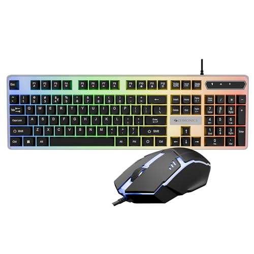 Zebronics Wired Keyboard & Mouse Combo, 104-Key, 1200 DPI, ₹ Key & Multimedia Controls,…