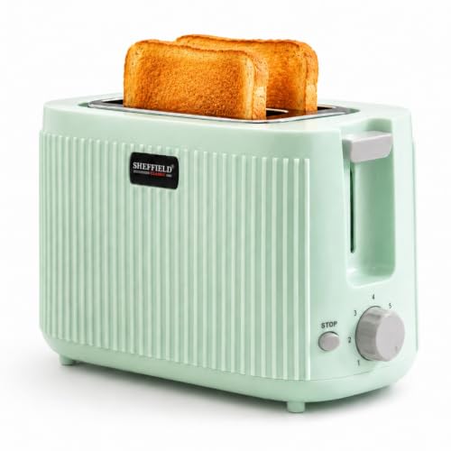 Sheffield Classic 2-Slice Pop-Up Toaster with Lid Cover | 7 Browning Levels, Mid-Cycle…