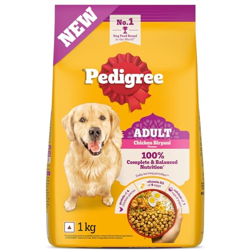 Pedigree Adult Dry Dog Food, New Chicken Biryani Flavour, 1 kg, Protein of 4 Chicken Pi…