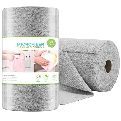 FOXCY Microfiber Cleaning Cloth Roll 25x25 cm, Reusable and Washable Tear-Away Kitchen…