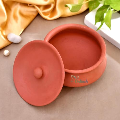 Organic Clay Dahi Handi | Clay Handi | MItti Handi | Curd Pot Medium Size | Pot with Li…