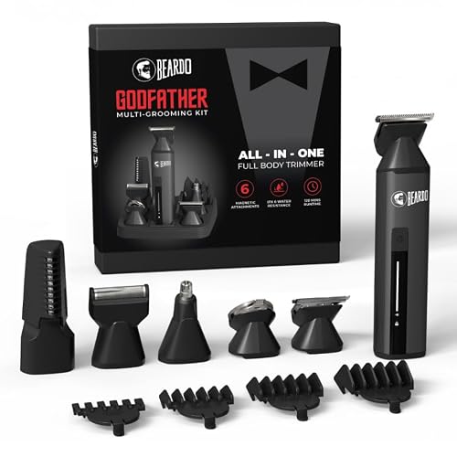 BEARDO Godfather Premium Trimmer Kit for Men | Full Body Grooming Kit with 6 Magnetic A…