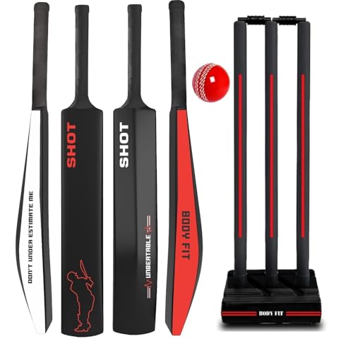 Bodyfit Heavy Duty Plastic Premium Cricket Kit Set | Lightweight| Full Size| | Hard Pla…
