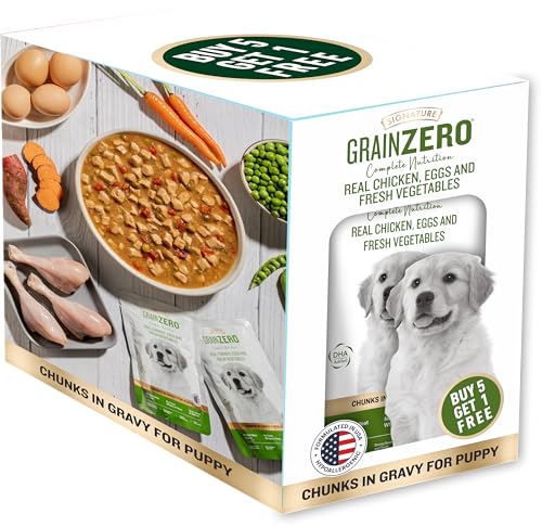 Grain Zero Puppy 120g (5+1 Pieces) 720g | Real Chicken, Egg & Vegetables in Gravy | Dev…