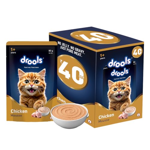 Drools Adult Cat Wet Mousse 80g Pack of 5, 400g | Chicken Flavour | Rich in Protein | P…